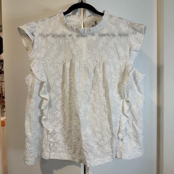 Cupio XL Women's Flutter Sleeve Cotton Voile Blouse - Picture 9 of 13